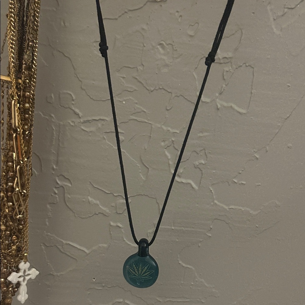 Blue Leaf Pendant Necklace